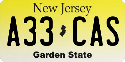NJ license plate A33CAS