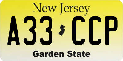 NJ license plate A33CCP