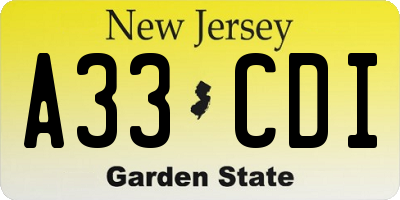 NJ license plate A33CDI