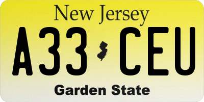 NJ license plate A33CEU