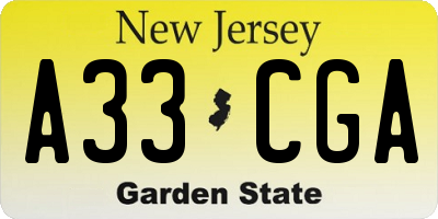 NJ license plate A33CGA