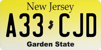 NJ license plate A33CJD