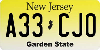 NJ license plate A33CJO