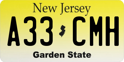 NJ license plate A33CMH