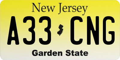 NJ license plate A33CNG