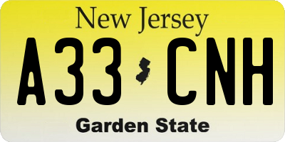 NJ license plate A33CNH