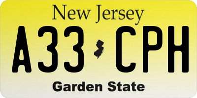 NJ license plate A33CPH