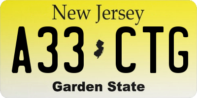 NJ license plate A33CTG