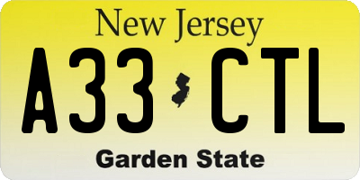 NJ license plate A33CTL