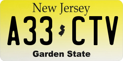 NJ license plate A33CTV