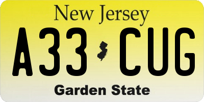 NJ license plate A33CUG