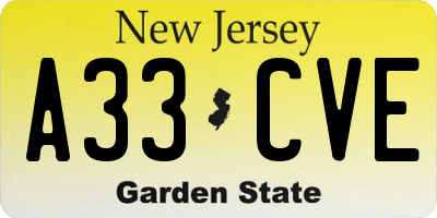 NJ license plate A33CVE