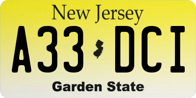 NJ license plate A33DCI