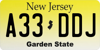 NJ license plate A33DDJ