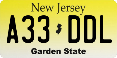 NJ license plate A33DDL