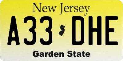 NJ license plate A33DHE
