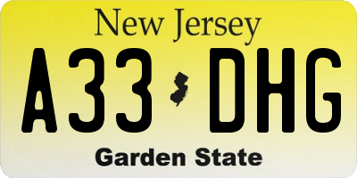 NJ license plate A33DHG