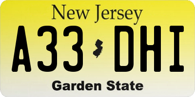 NJ license plate A33DHI
