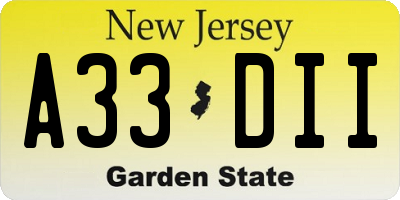 NJ license plate A33DII