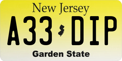 NJ license plate A33DIP