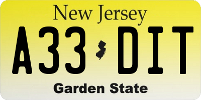 NJ license plate A33DIT