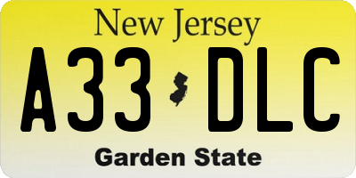 NJ license plate A33DLC
