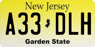 NJ license plate A33DLH
