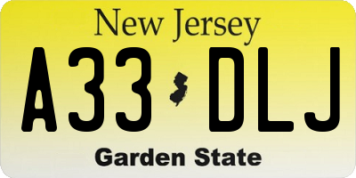 NJ license plate A33DLJ