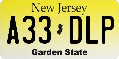 NJ license plate A33DLP