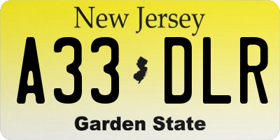 NJ license plate A33DLR