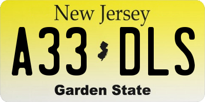 NJ license plate A33DLS