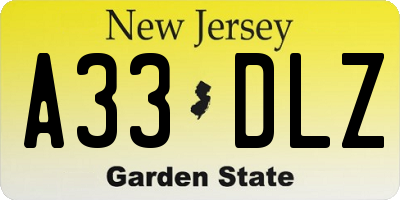 NJ license plate A33DLZ