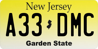 NJ license plate A33DMC