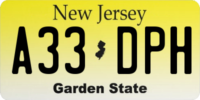 NJ license plate A33DPH