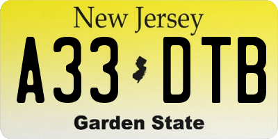 NJ license plate A33DTB
