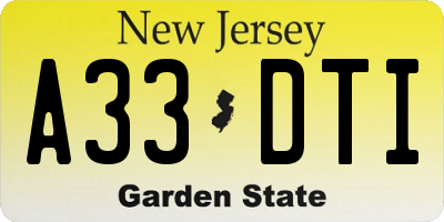 NJ license plate A33DTI