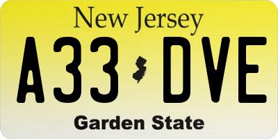 NJ license plate A33DVE