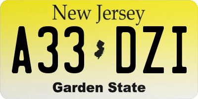 NJ license plate A33DZI