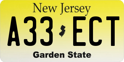 NJ license plate A33ECT
