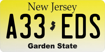 NJ license plate A33EDS