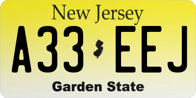 NJ license plate A33EEJ