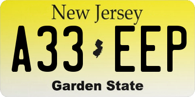 NJ license plate A33EEP