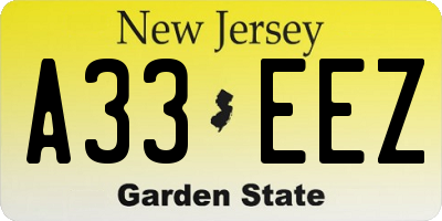 NJ license plate A33EEZ