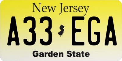NJ license plate A33EGA