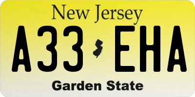 NJ license plate A33EHA