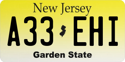 NJ license plate A33EHI