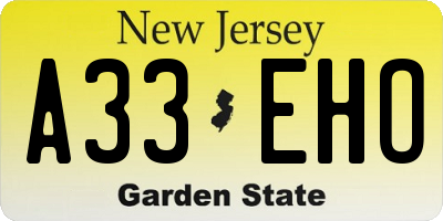NJ license plate A33EHO