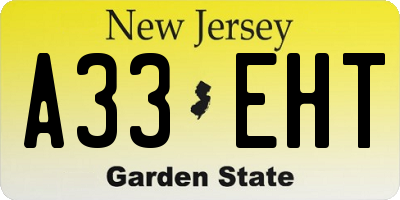 NJ license plate A33EHT