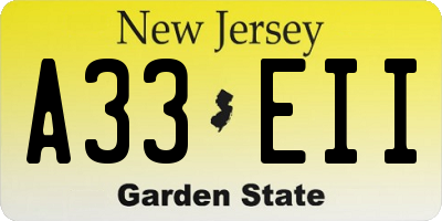 NJ license plate A33EII
