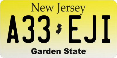 NJ license plate A33EJI